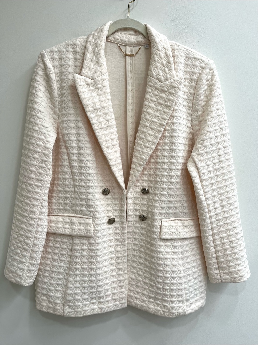 Chicos textured blazer cream career office workwear plus size 20